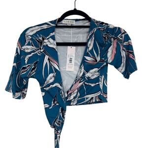 NWT Yumi Kim Womens Harvest Moon Ink Cropped Wrap Artist Top Size M
